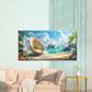 Tropical Shell Island Coastal Wall Art Canvas Office Home Room Framed 120x60cm
