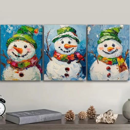 3pcs Festive Snowman Metal Print Ready to Hang Art