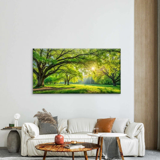 Sunshine Filtering Through TreesWall Art Canvas Office Home Room Framed 80x45cm