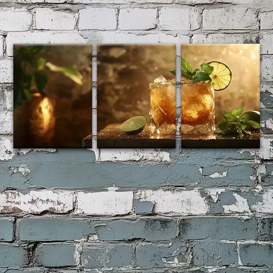 3pcs Mysterious Iced Mint Water Kitchen Design Metal Print Ready to Hang Art