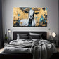 A Black And White Fur Goat Wall Art Canvas Office Home Room Framed 120x60cm