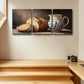 3pcs Elegant Bread & Floral Jug Classic Design Metal Print Ready to Hang Art