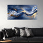 Abstract Blue and Golden Swirl Wall Art wall canvas office home room framed 80x45cm