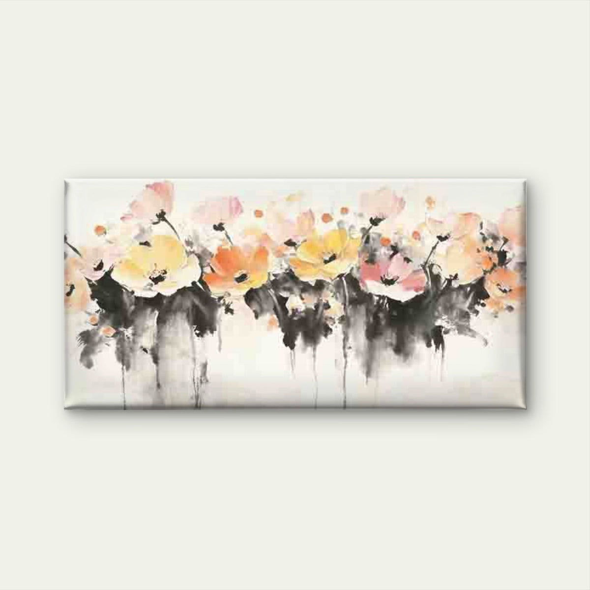 Abstract Watercolor Flowers Wall Art Canvas Office Home Room Framed 120x60cm