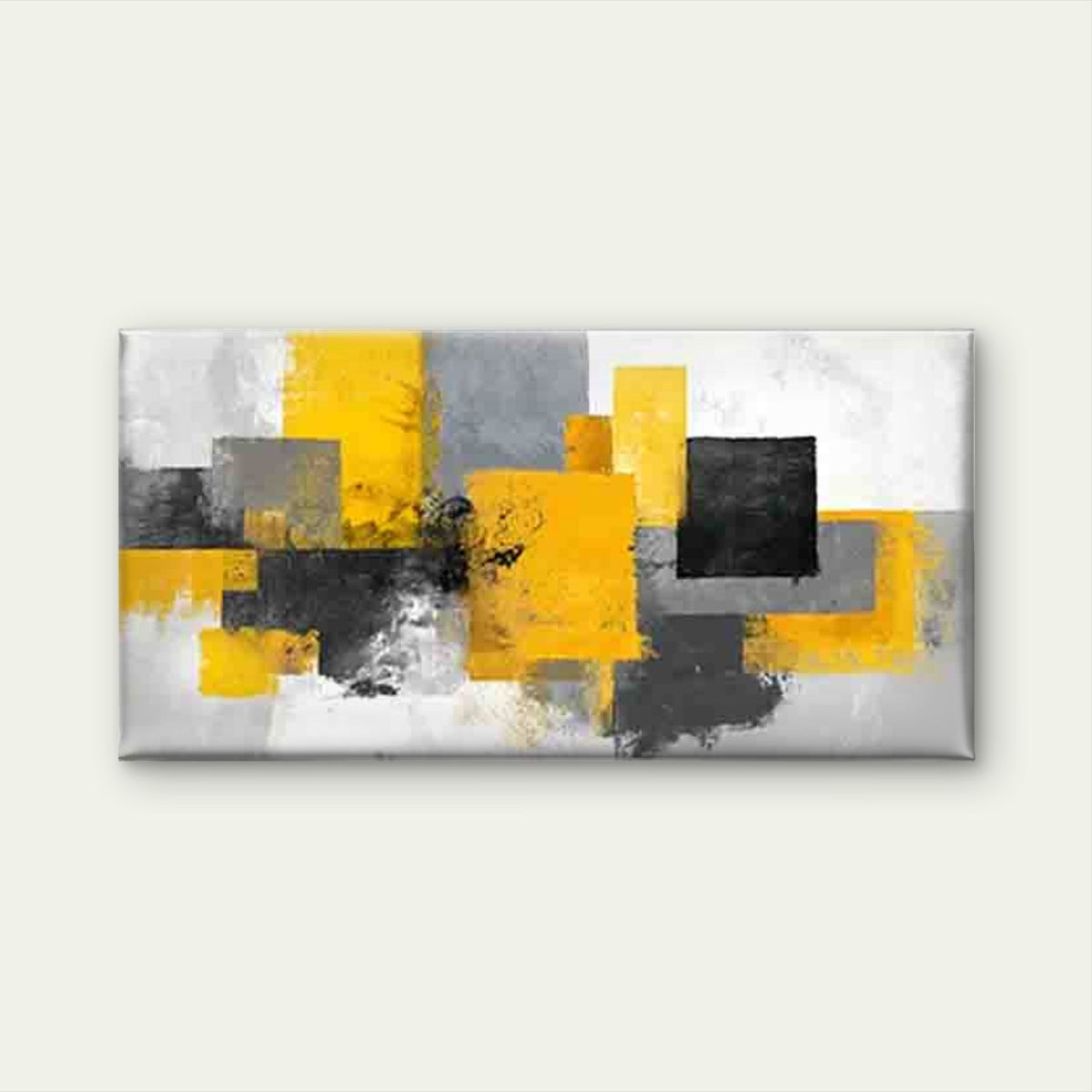Urban Geometry Art in Yellow Wall Art Canvas Office Home Room Framed 120x60cm