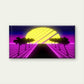 Neon Retro Futuristic Sunset Wall Art Canvas Office Home Room Framed 80x45cm