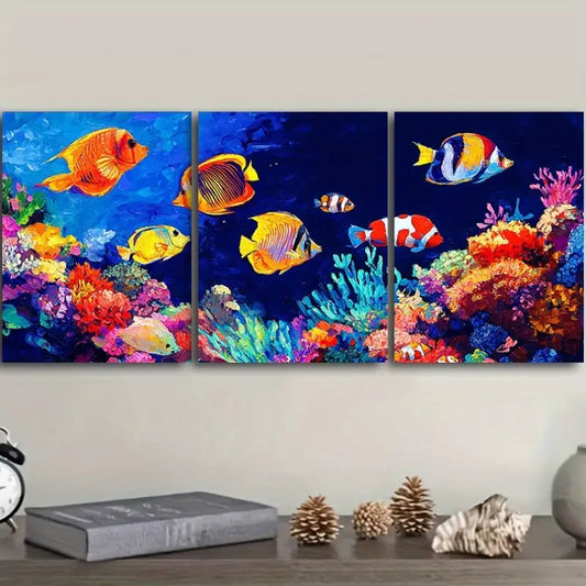 3pcs Tropical Fish Sea Metal Print Ready to Hang Art