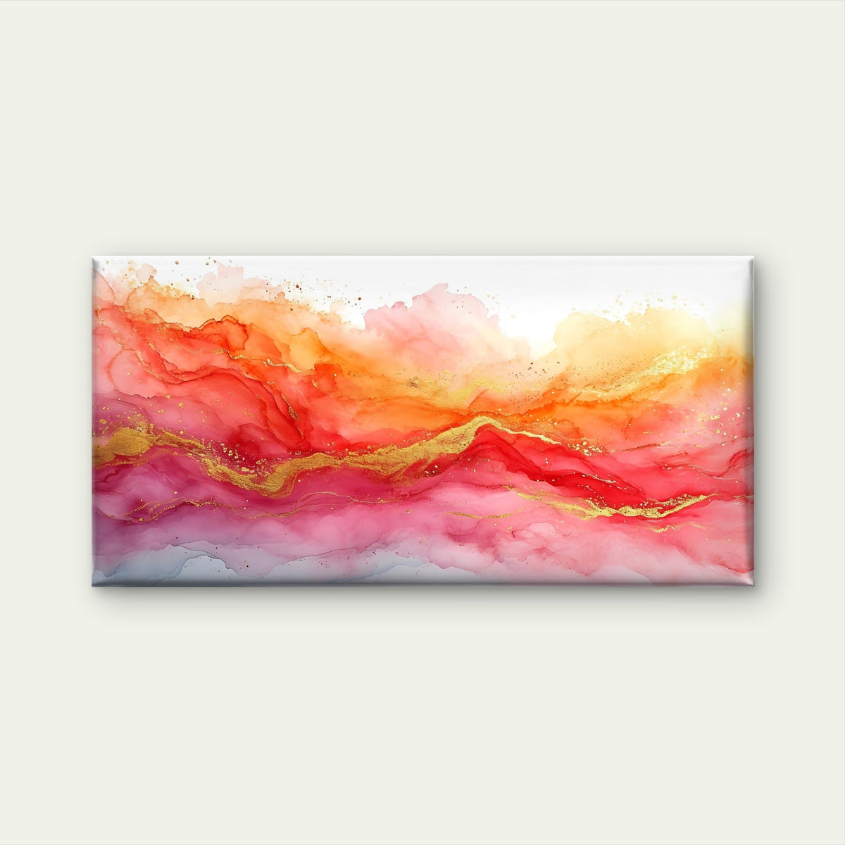 Golden Veins Crimson Sky Wall Art Canvas Office Home Room Framed 80x45cm