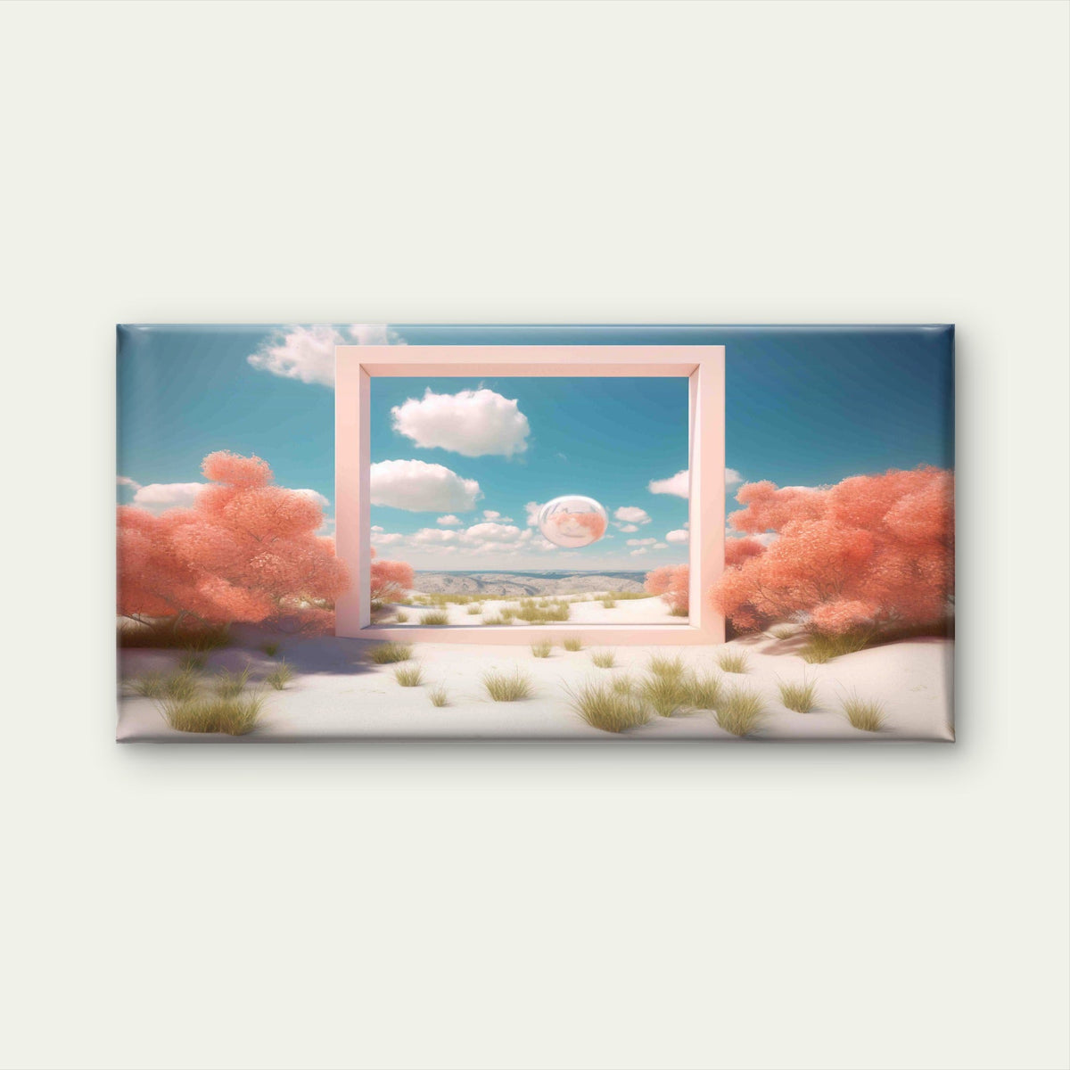 Pastel Horizon Frame Wall Art Canvas Office Home Room Framed 80x45cm
