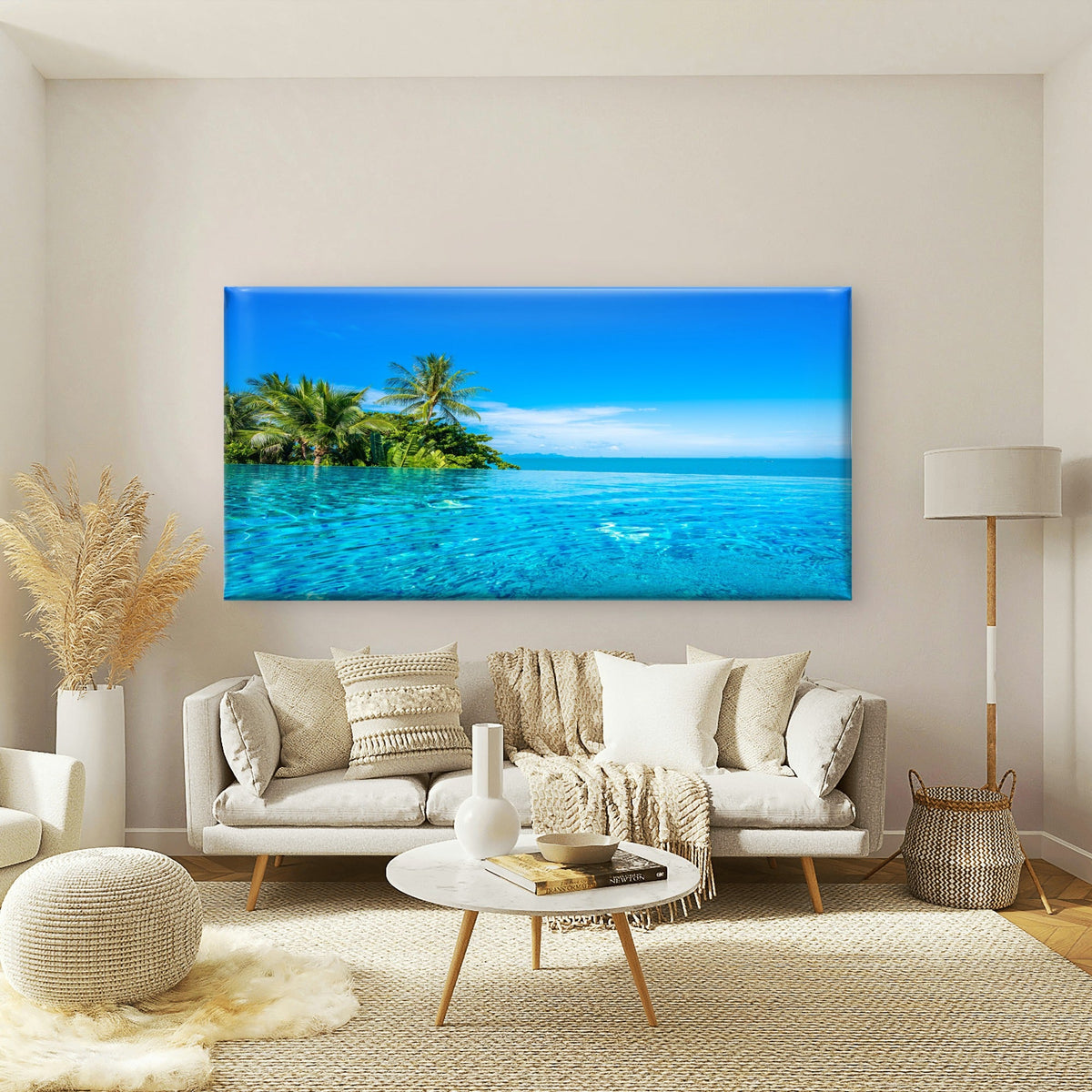 Tropical Ocean Infinity Sea Vi Wall Art Canvas Office Home Room Framed 120x60cm