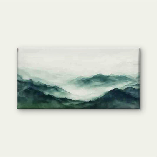 Misty Mountain Landscape Wall Art Canvas Office Home Room Framed 80x45cm