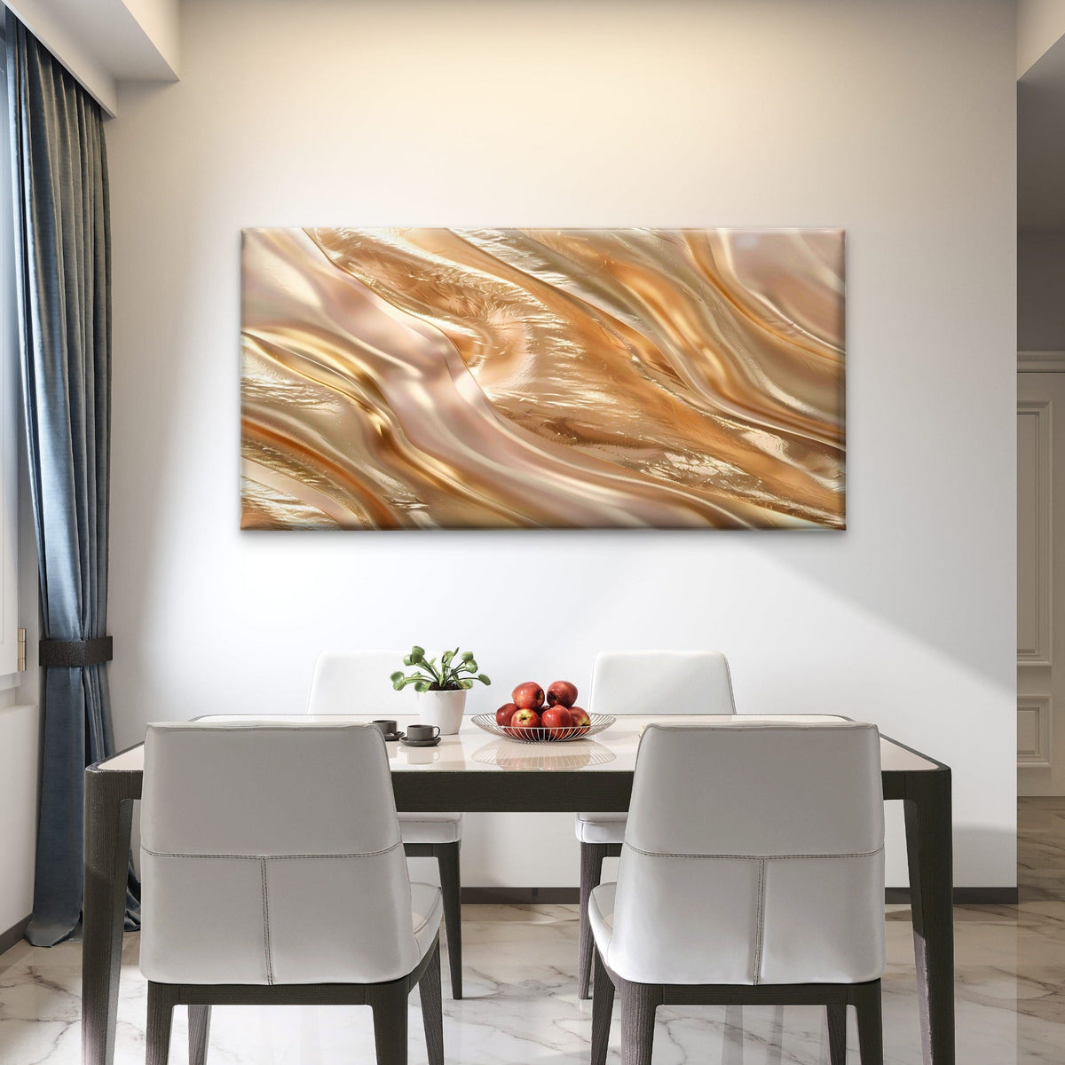 Liquid Satin Flowing Wave Wall Art Canvas Office Home Room Framed 120x60cm
