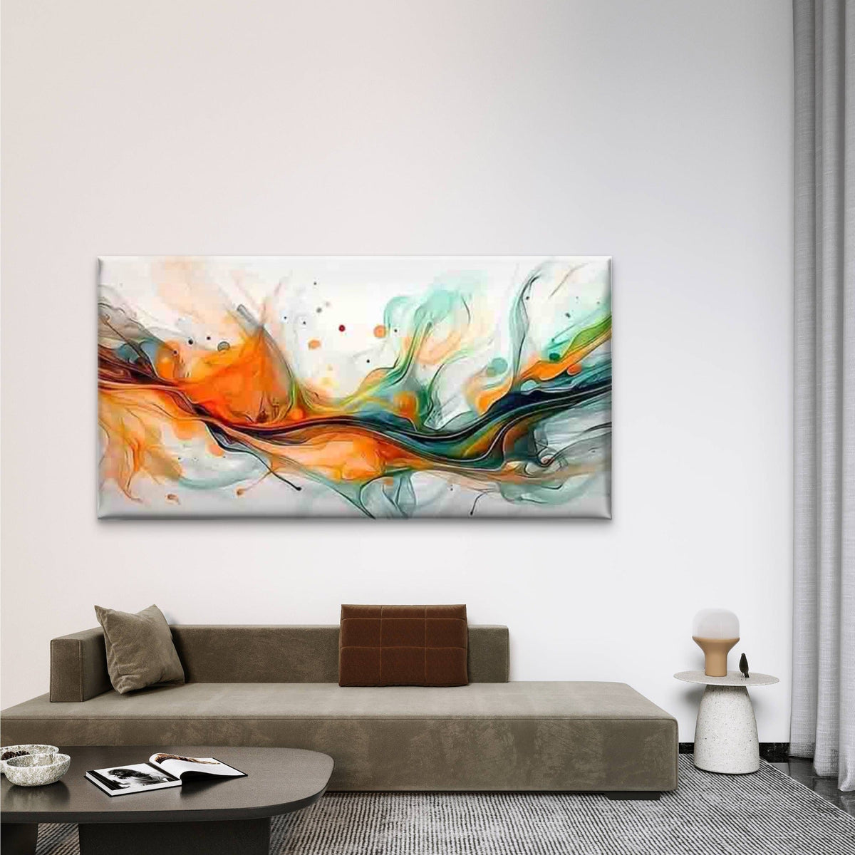 Modern Abstract Fluid Art Wall Art Canvas Office Home Room Framed 80x45cm