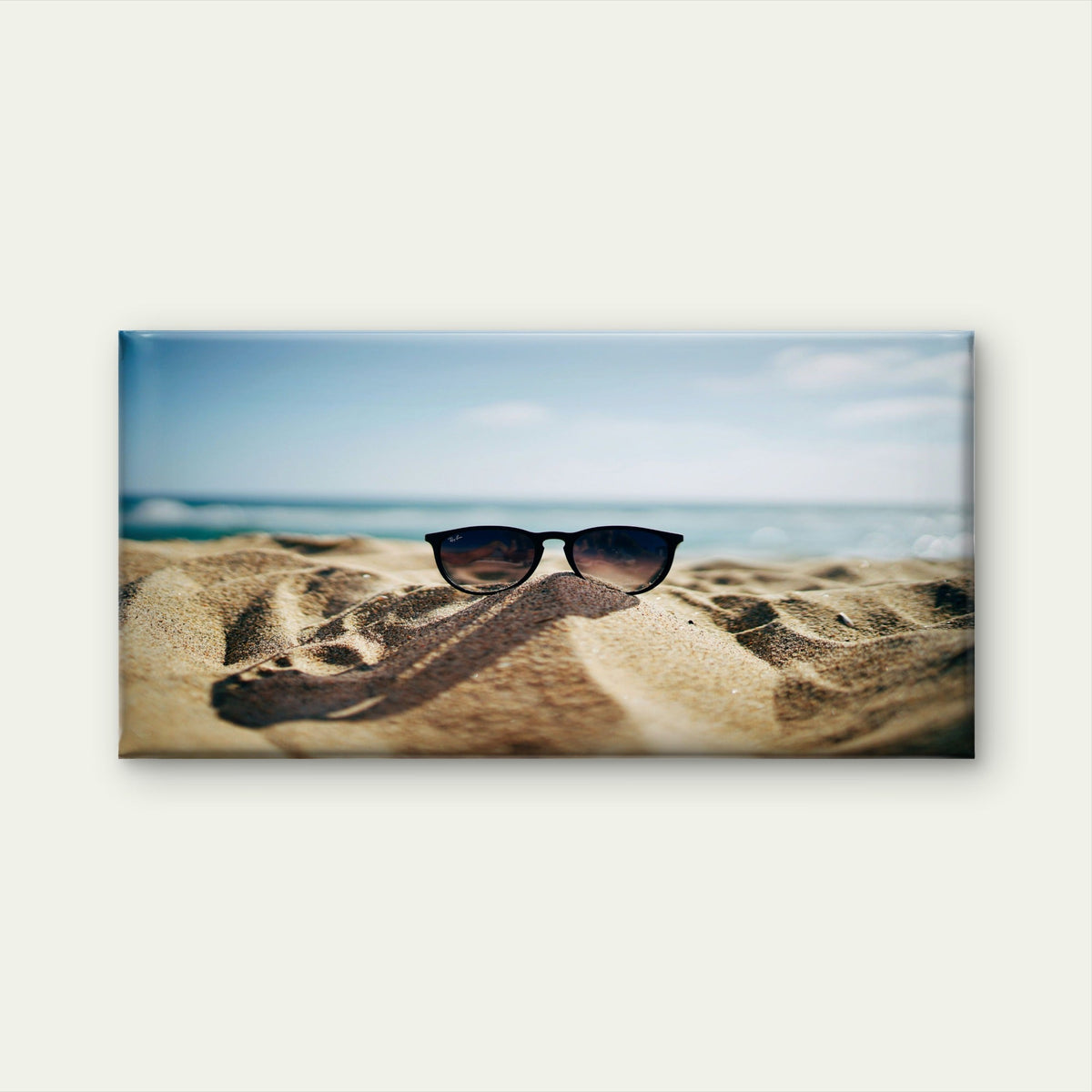 Sandy Beach Ocean View Wall Art Canvas Office Home Room Framed 80x45cm