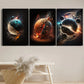 3pcs Space Odyssey Vivid Planets & Cosmic Abstract Metal Print Ready to Hang Art