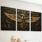3pcs Abstract Golden Giant Eagle Statue Art Boldness Wall Art Set Canvas Framed 40x60cm - High Quality Print 100% Australian Made Wall Canvas Ready to Hang