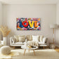Graffiti-Style Multicolor Wall Art Canvas Office Home Room Framed 80x45cm