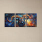 3pcs Vibrant Abstract Cow Multicolor Design Metal Print Ready to Hang Art