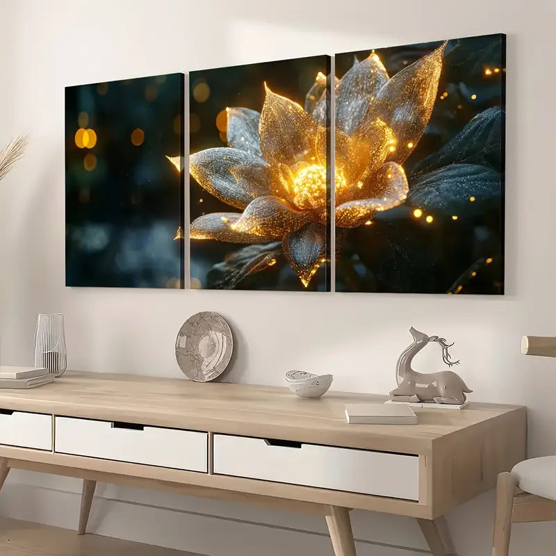 3pcs Ready to Hanging, Modern Fantasy Plant Flower Landscape Art Wall Art Set Canvas Framed 40x60cm - High Quality Print 100% Australian Made Wall Canvas Ready to Hang