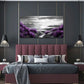 Purple Flowers & Black White Scenery Wall Art canvas office home room framed 120x60cm