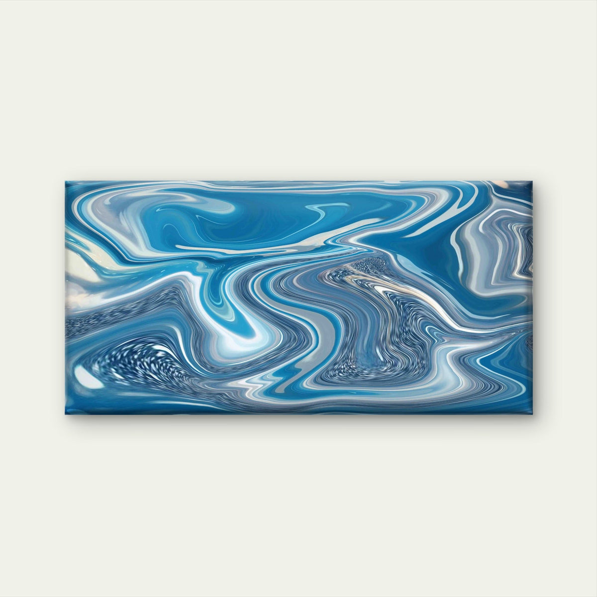 Blue Marble Abstract Texture Wall Art Canvas Office Home Room Framed 80x45cm