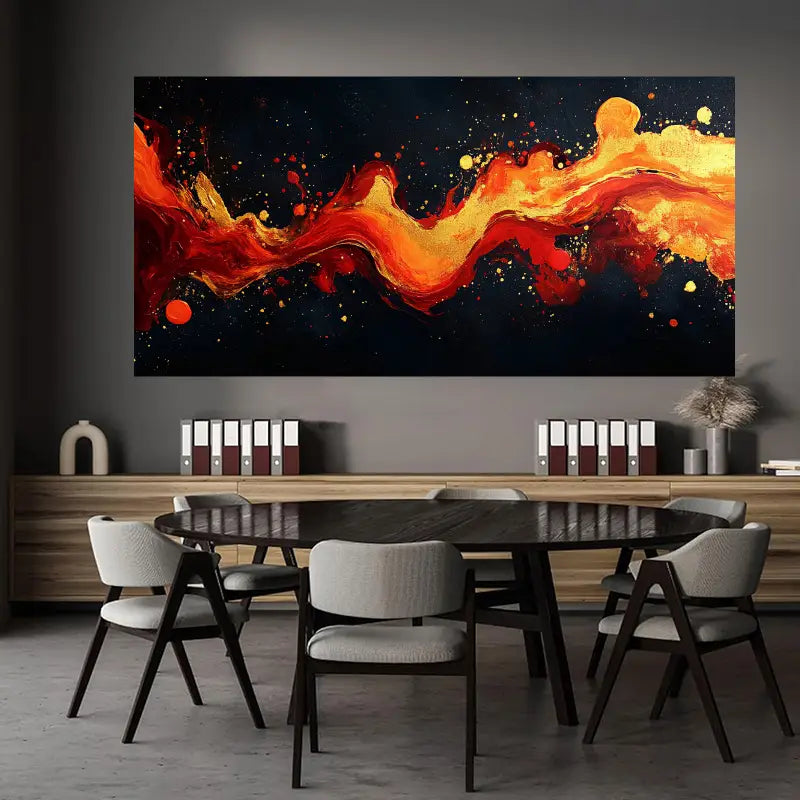 Modern Vibrant Red Fluid Wall Art wall canvas office home room framed 120x60cm