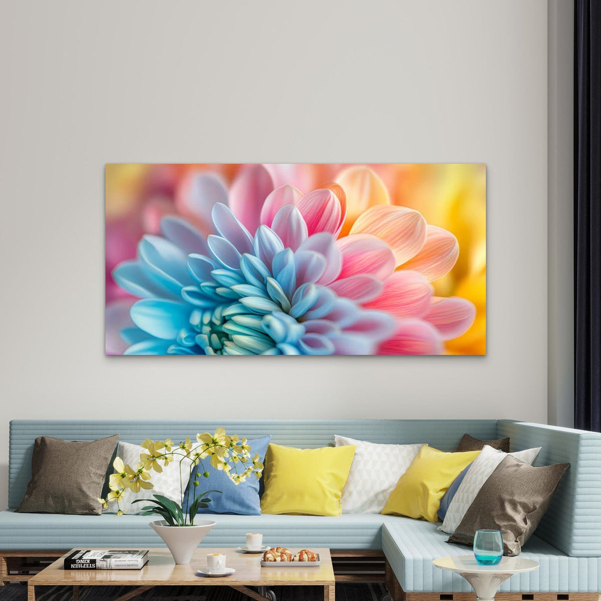 Colorful Flower Bloom Wall Art Canvas Office Home Room Framed 80x45cm