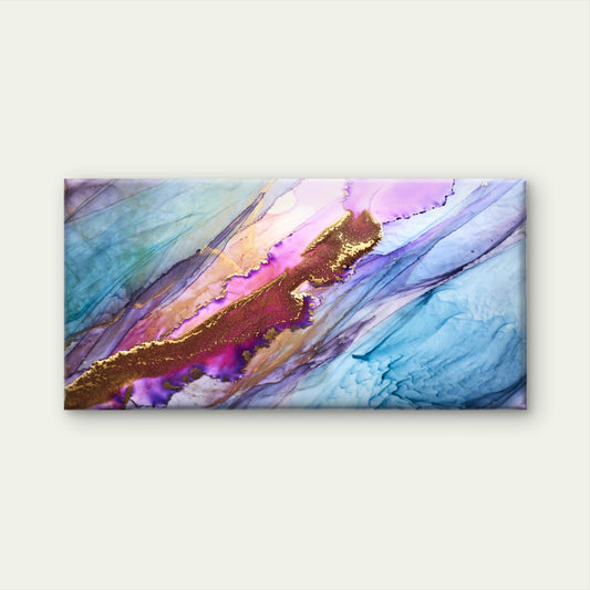 Colorful Abstract Alcohol Ink Wall Art Canvas Office Home Room Framed 80x45cm