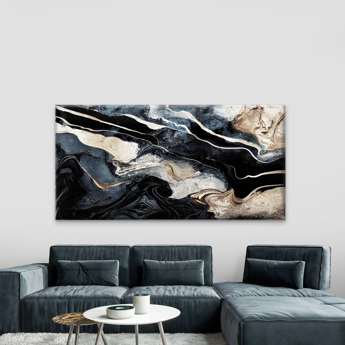 Natural Luxury Marbling Pattern Wall Art Canvas Office Home Room Framed 80x45cm