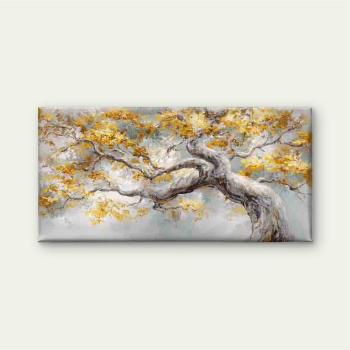 Nature, Featuring Golden Leaves Wall Art Canvas Office Home Room Framed 80x45cm