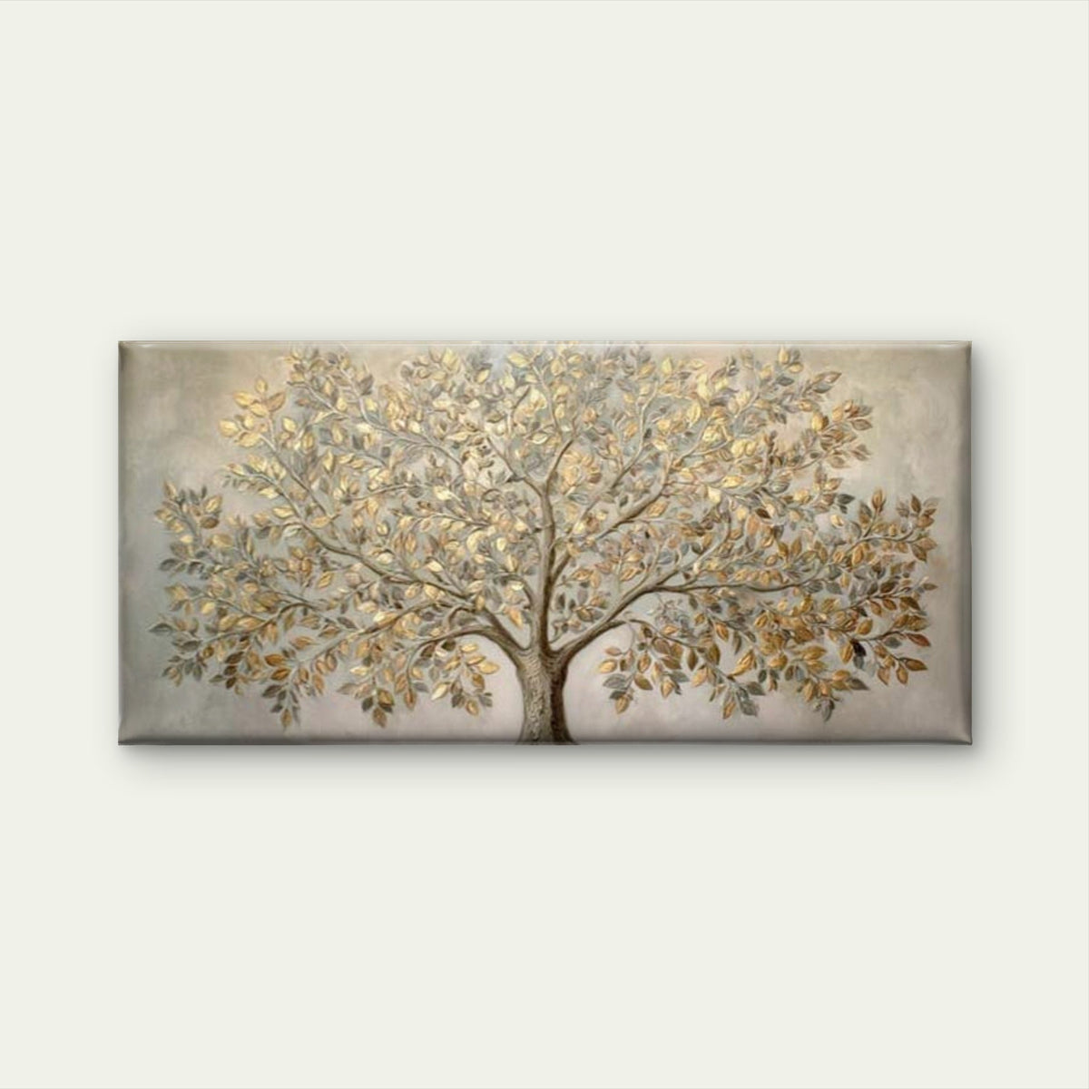 Elegant Metallic Tree Wall Art Canvas Office Home Room Framed 80x45cm