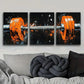 3pcs Orange Fitness Equipment Design Metal Print Ready to Hang Art