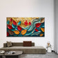 Vibrant Abstract Autumn Leaves Wall Art Canvas Office Home Room Framed 80x45cm