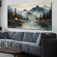 Teal Mountain Tree Landscape Wall Art canvas office home room framed 120x60cm