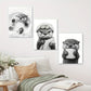 3pcs Adorable Otter Black & White Cartoon Classic Design Metal Print Ready to Hang Art