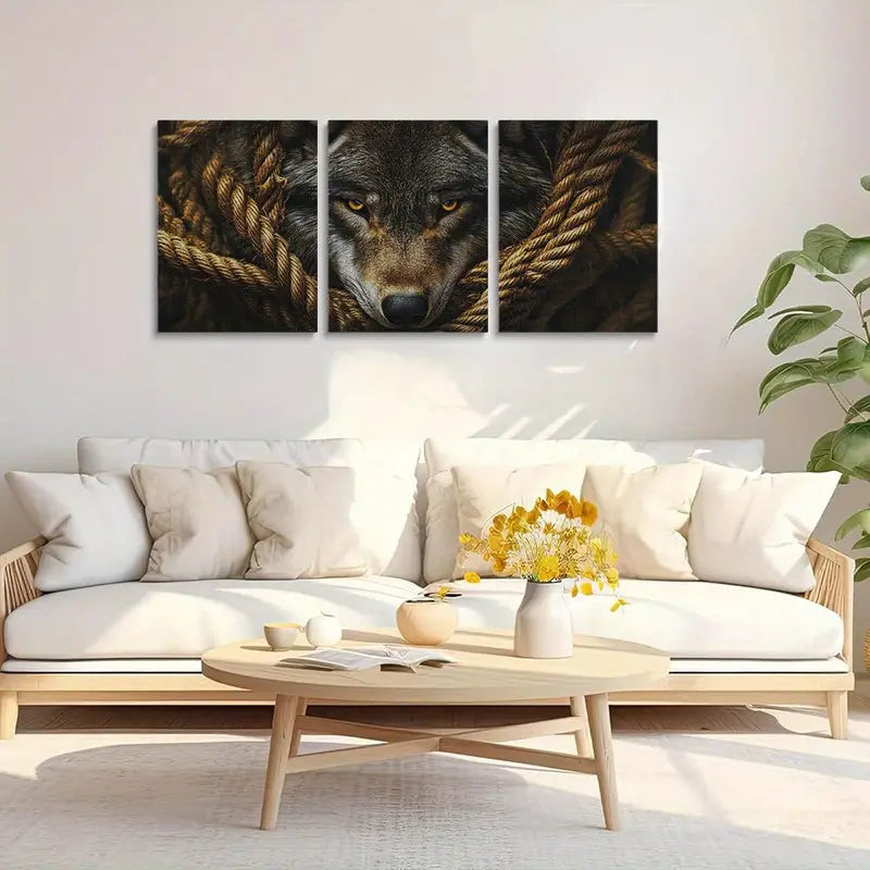 3pcs Wolf Face and Robe Classic Design Metal Print Ready to Hang Art