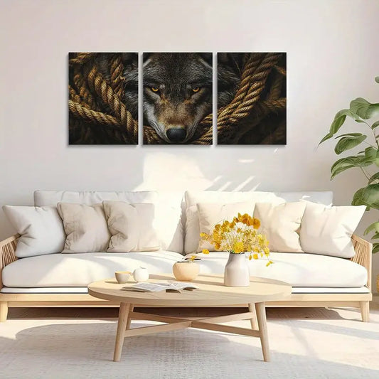 3pcs Wolf Face and Robe Classic Design Metal Print Ready to Hang Art