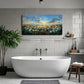 Sunset Ocean Field White Daisies Botanical Nature Wall Art canvas office home room framed 120x60cm