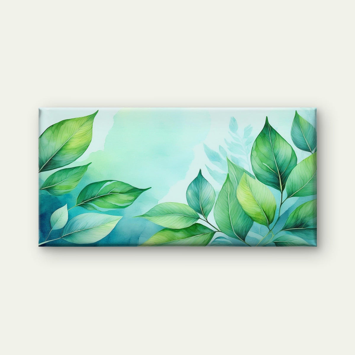 Green Leaf Watercolor Art Wall Art Canvas Office Home Room Framed 120x60cm