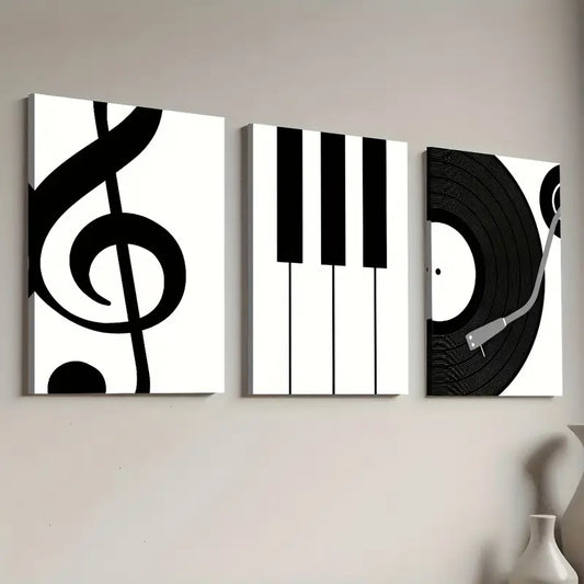 3pcs Modern Fashion Music Piano Instrument Art Wall Art Set Canvas Framed 40x60cm - High Quality Print 100% Australian Made Wall Canvas Ready to Hang