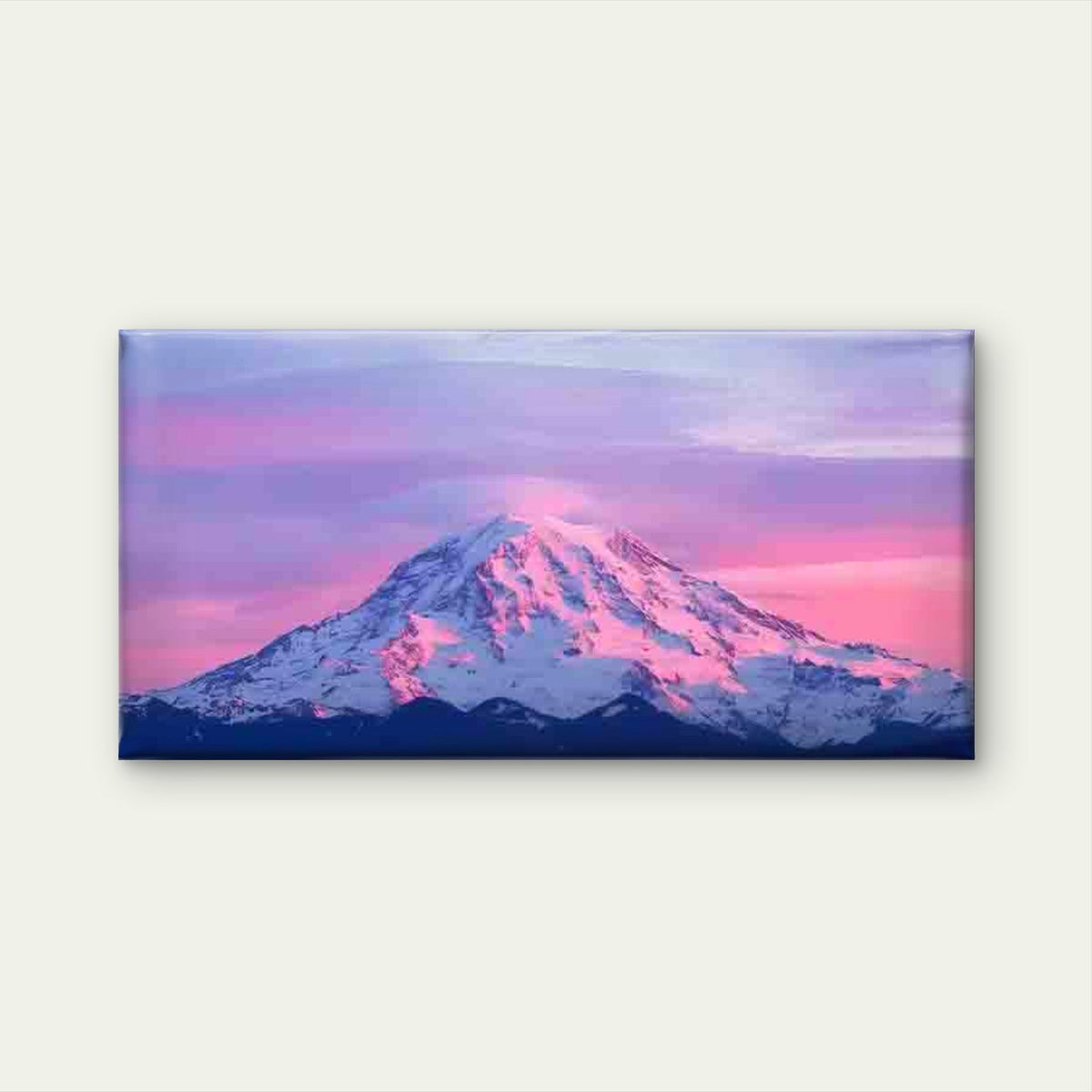 Pink Sunset Snow Mountain Wall Art Canvas Office Home Room Framed 120x60cm