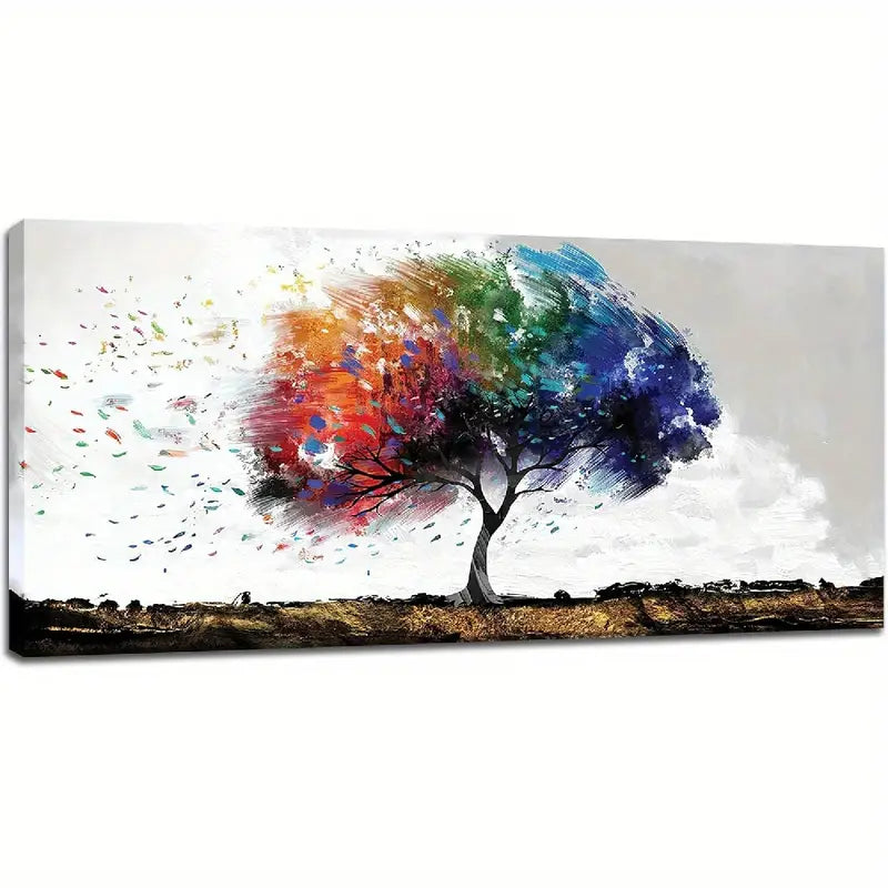 Tree Vibrant Colorful Grasses Wall Art canvas office home room framed 120x60cm