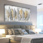 Abstract Golden Silvery Leaf Vintage Wall Art canvas office home room framed 120x60cm