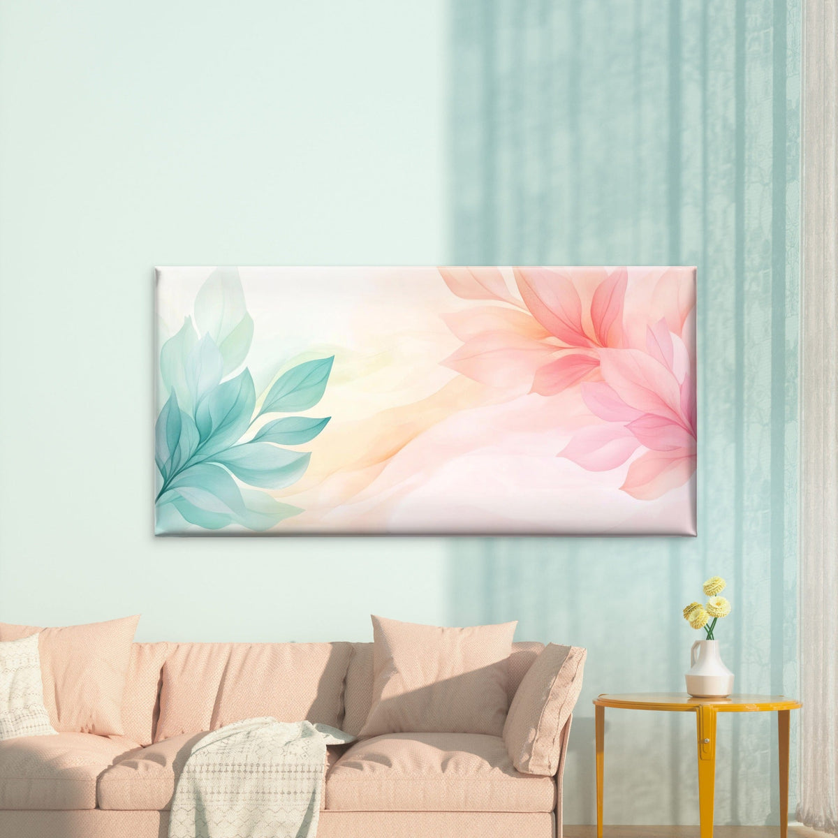 Pastel Botanical Harmony Wall Art Canvas Office Home Room Framed 120x60cm