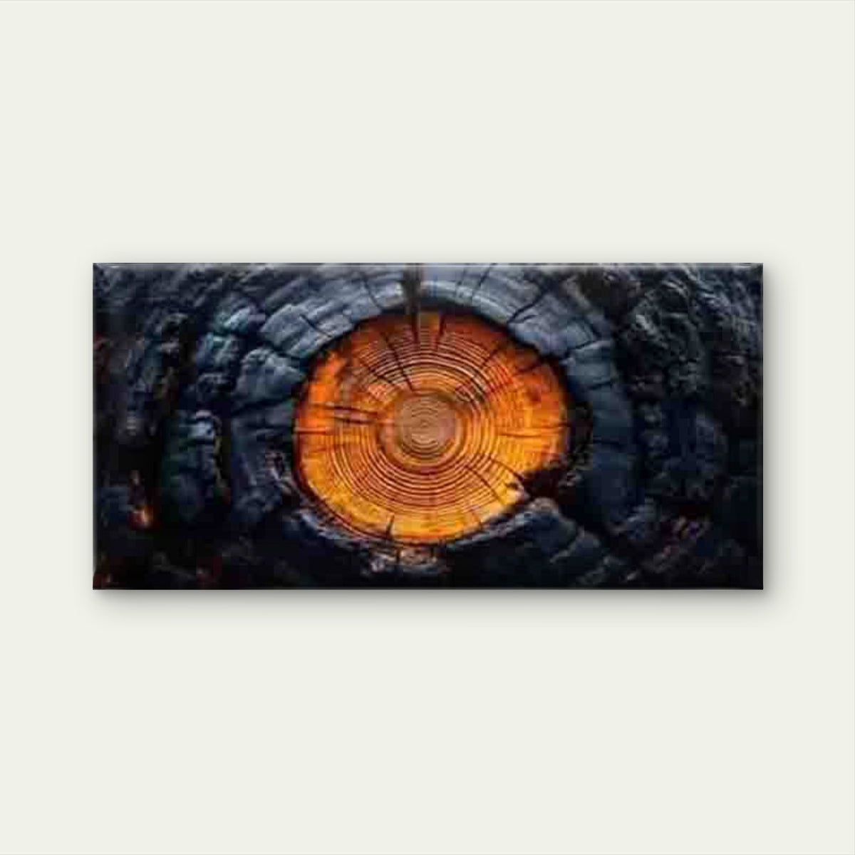 Featuring a Burnt Tree Ring Wall Art Canvas Office Home Room Framed 80x45cm