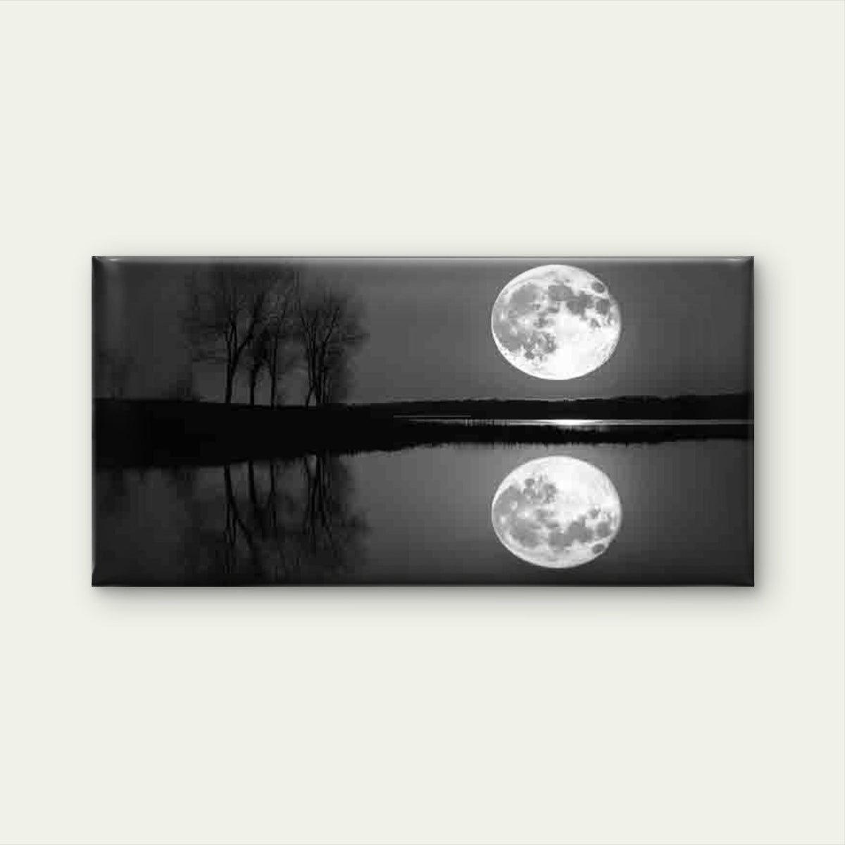 Full Moon Reflection Lake Night Wall Art Canvas Office Home Room Framed 120x60cm