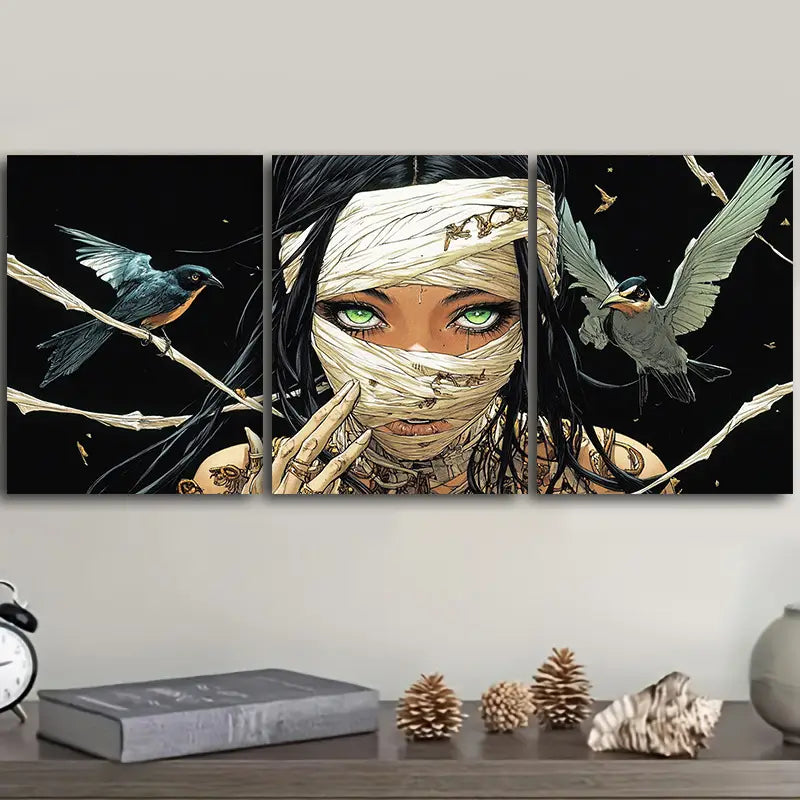 3pcs Mummy Goddess Metal Print Ready to Hang Art