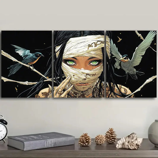 3pcs Mummy Goddess Metal Print Ready to Hang Art
