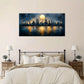 Golden Moon Night Cityscape Abstract Wall Art canvas office home room framed 120x60cm