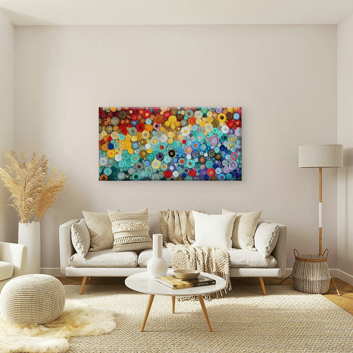 Abstract with Colorful Circles Wall Art Canvas Office Home Room Framed 120x60cm